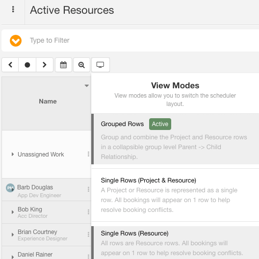 Project Resource View Mode